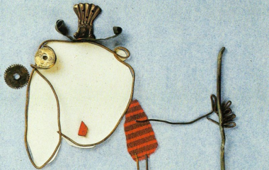 illustration d'un bonhomme réalisé en materiaux de recupération