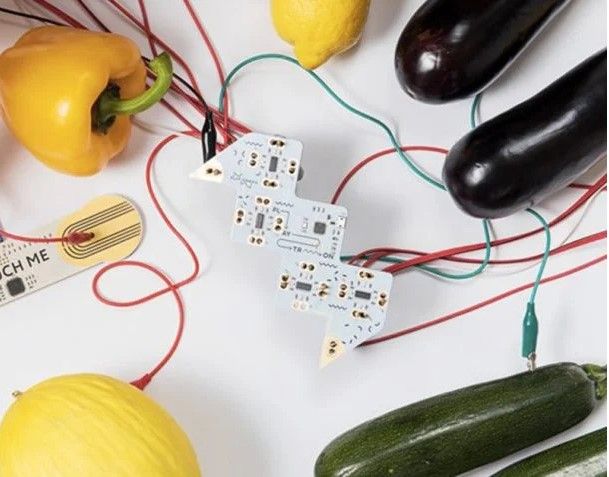 l'image représente des légumes branchés avec des cables electriques